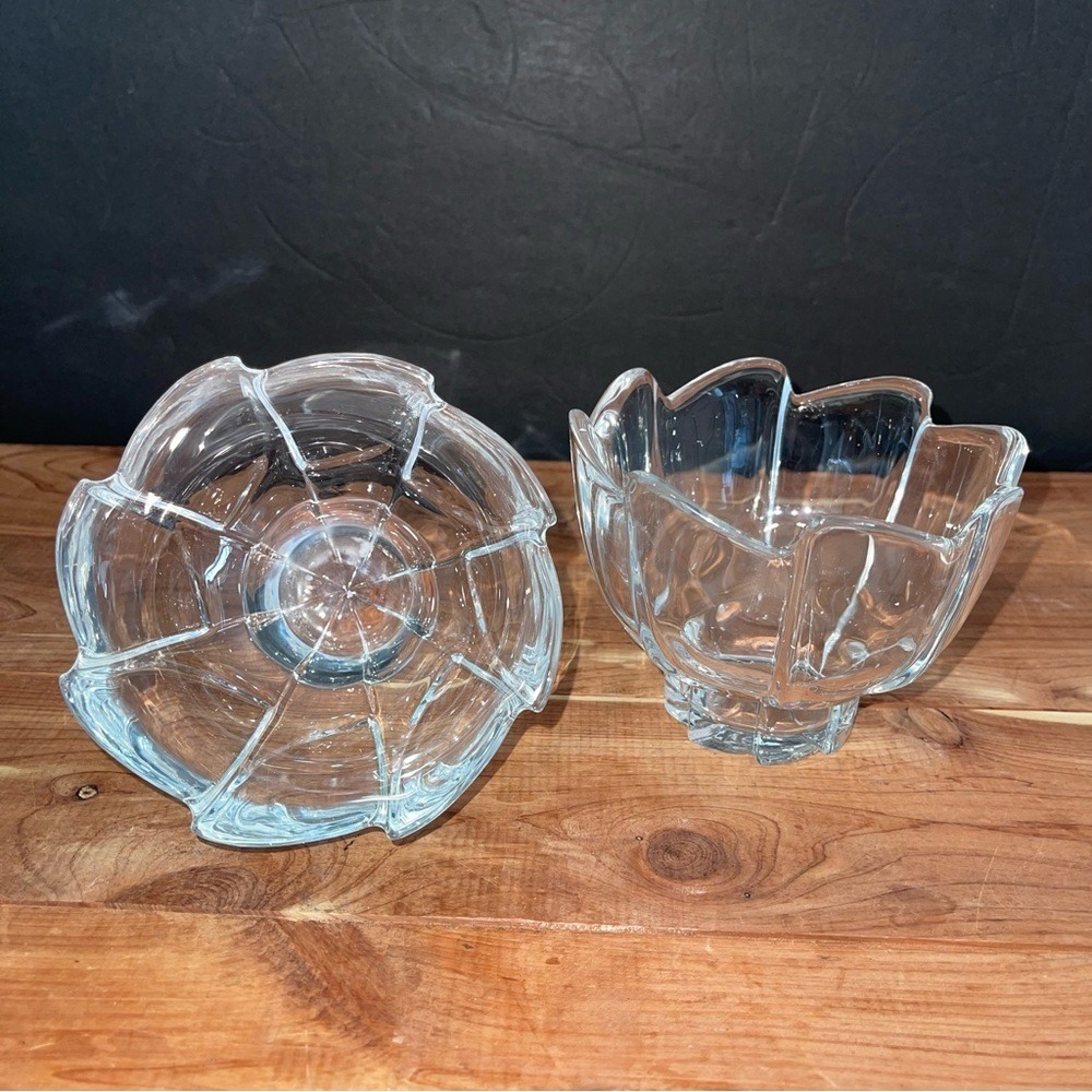 Orrefors Style Swedish Cut Crystal BowlsVanity Cosmetic Glass Bowls
